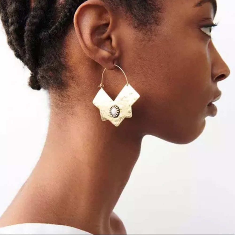 Zara Gold Geometric Hoop Earrings - Picture 1 of 4